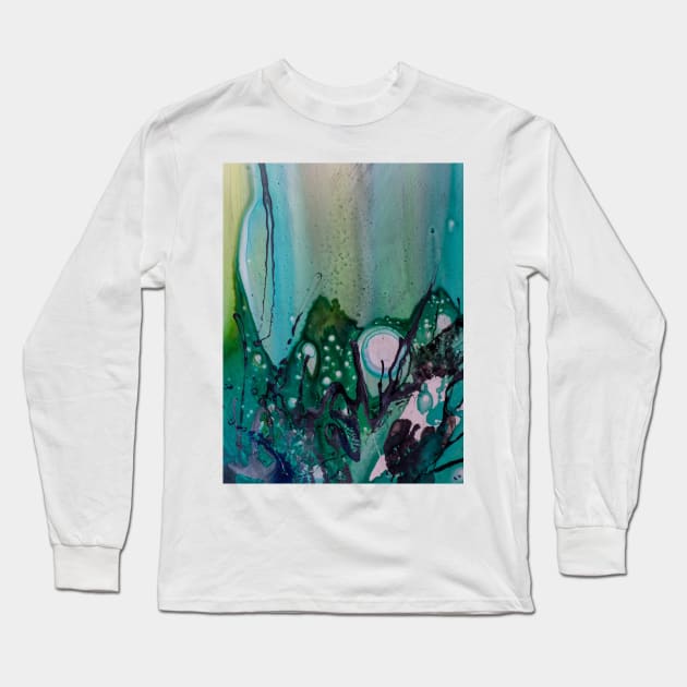 abstract blue and black Long Sleeve T-Shirt by LucilleArts